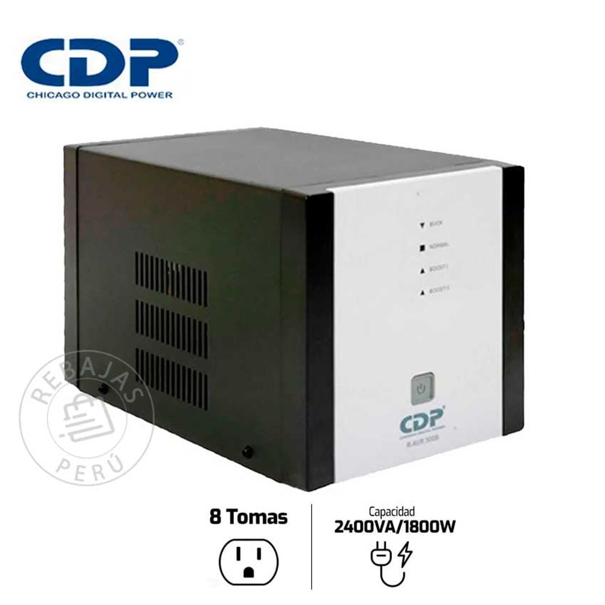 CDP - Estabilizador CDP R-AVR2408I 2400VA/1800W con 8 Salidas y Protección