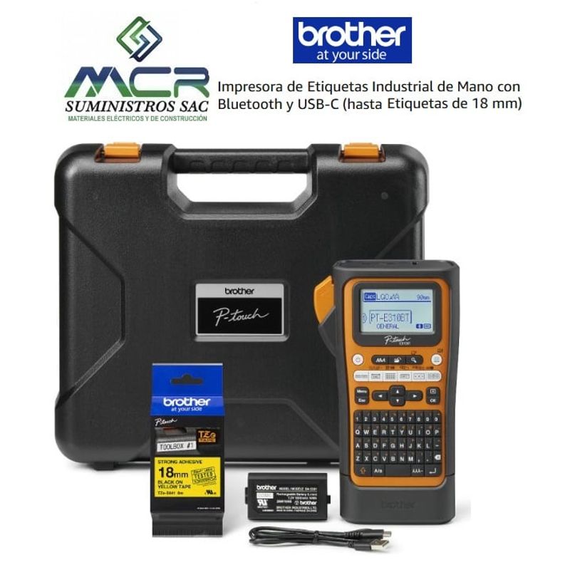 BROTHER - Impresora de Etiquetas Industrial con Bluetooth y USB-C hasta 18 mm