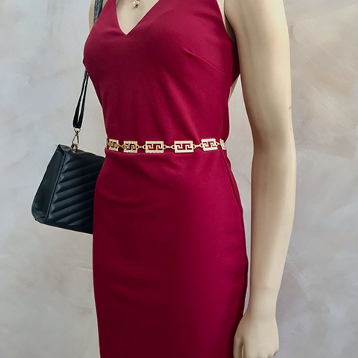 GENERICO - Vestido Midi Ritta Color Vino Estacion 108