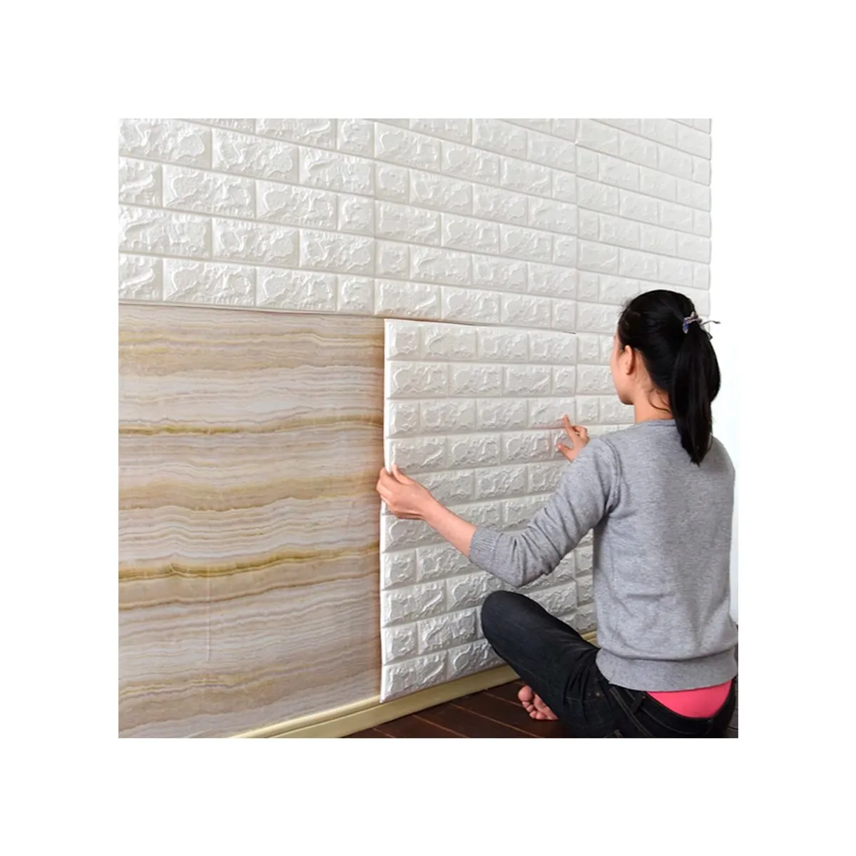 GRETAIL - Papel Mural 3D Decorativa Adhesivo Blanco