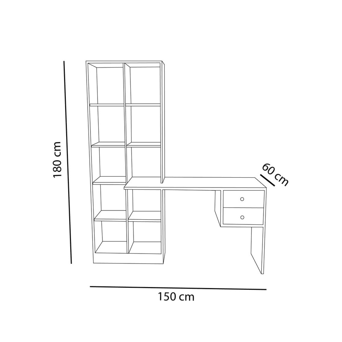 BARAKA HOME - Escritorio con Cajón y Estante Lateral Anibare - Blanco