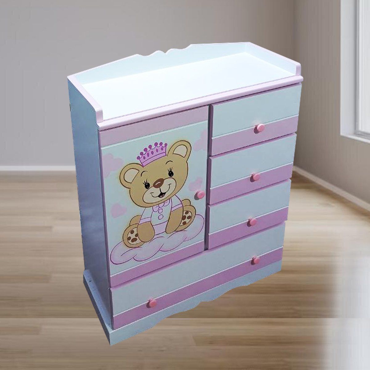 GENERICO - cómoda rosada para bebe niña osita 080m
