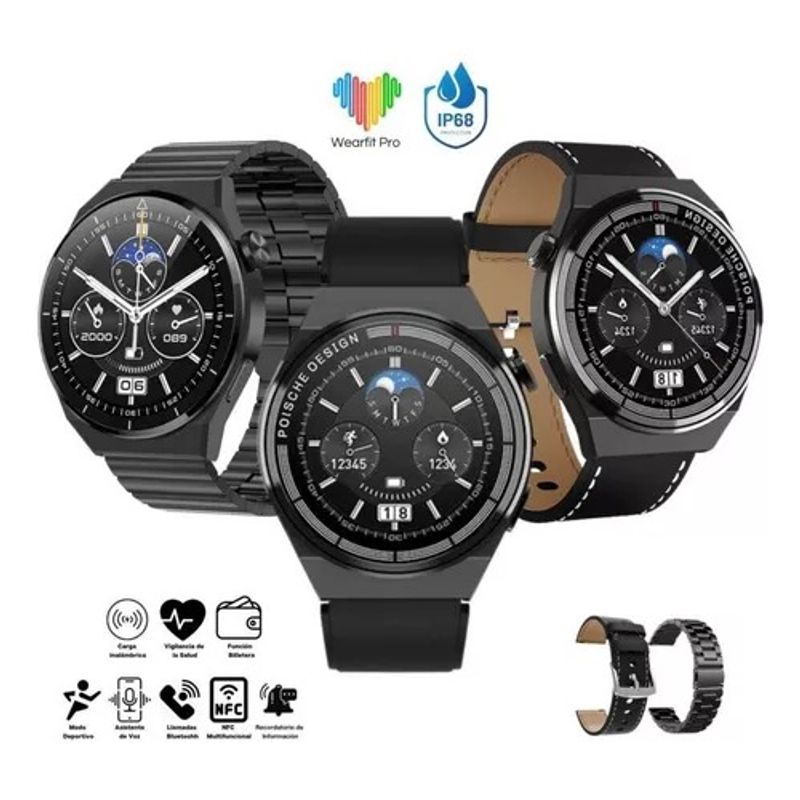 GENERICO - SMARTWATCH GT3 MAX CON 3 CORREAS INTERCAMBIABES