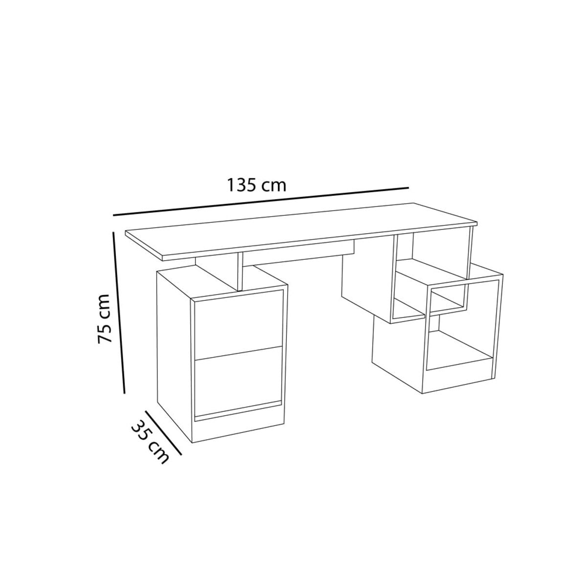 BARAKA HOME - Escritorio con Cajones Baiti - Olmo Gris