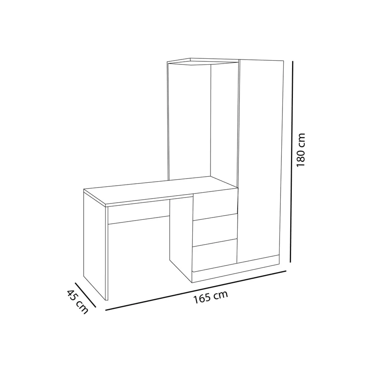 BARAKA HOME - Escritorio con Cajones y Estante Lateral Yaren - Blanco