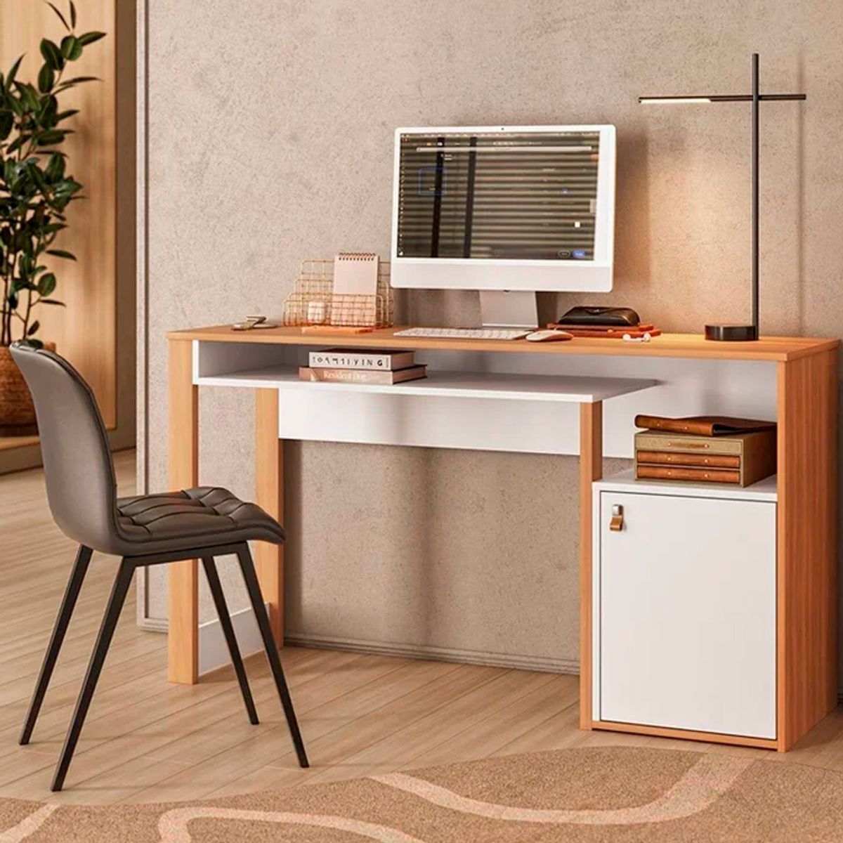 BARAKA HOME - Escritorio con Cajones Anabar - Damasco y Blanco