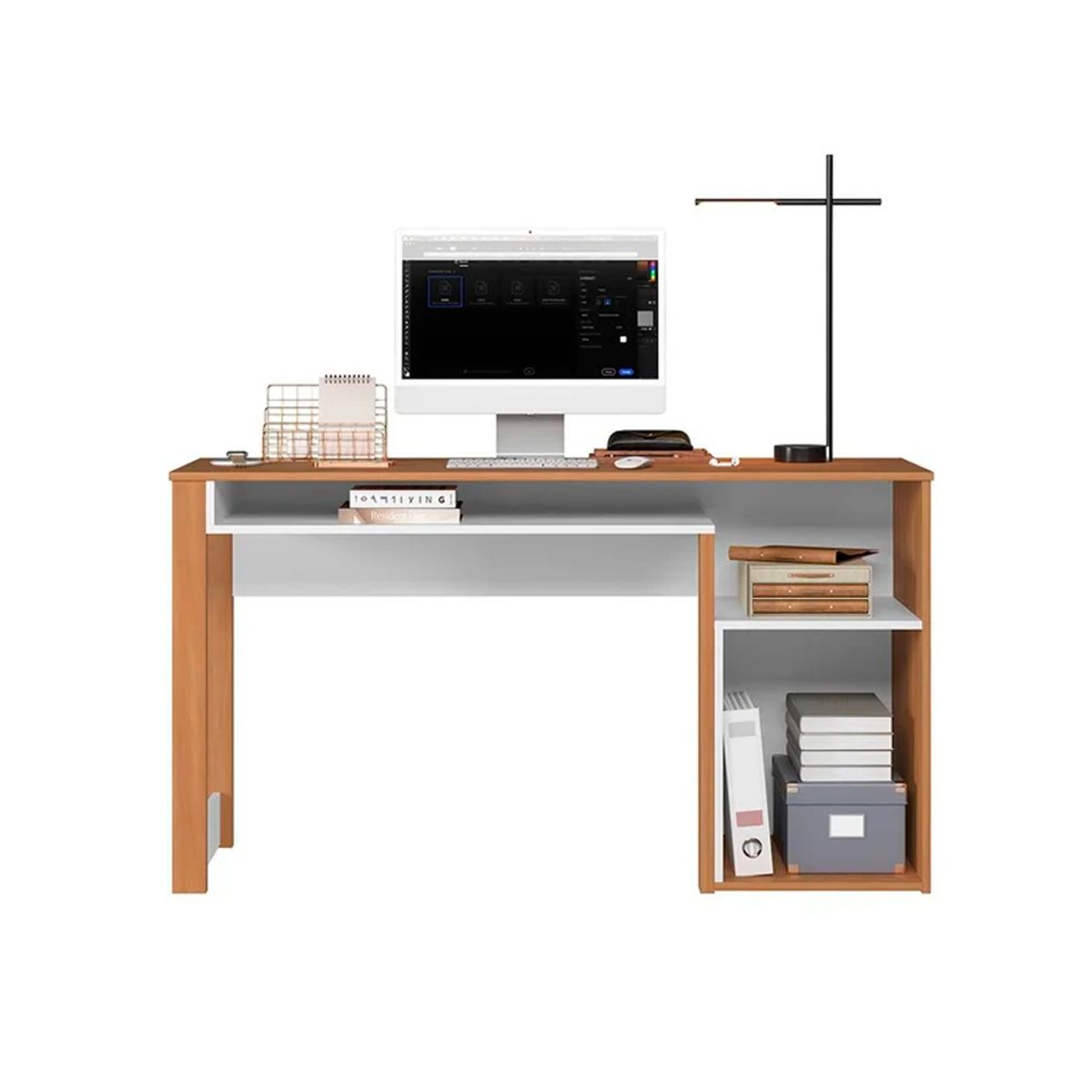 BARAKA HOME - Escritorio con Cajones Anabar - Damasco y Blanco