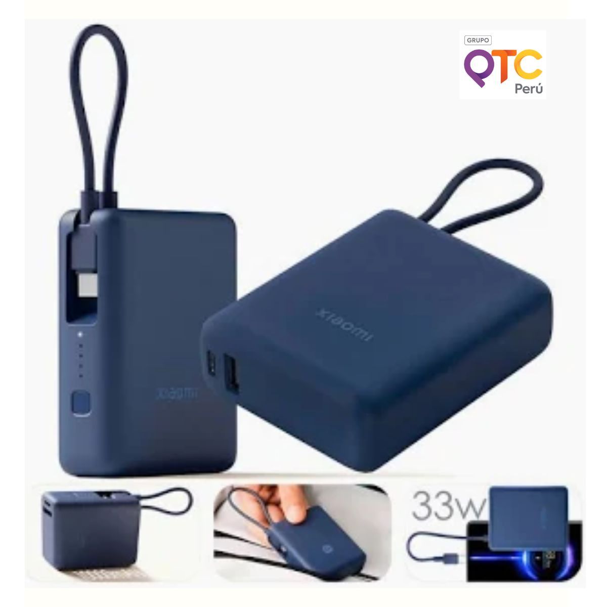 XIAOMI - Xiaomi Batería Externa 20000 mAh 33W con Cable Integrado PB2030MI Azul