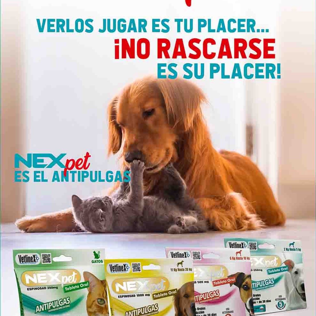 VETLINEX - ANTIPULGAS NEXPET 20 KG X 5 TABLETAS