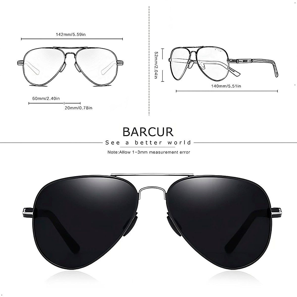 GENERICO - Lentes de Sol Barcur 8721 Polarizado con Proteccion UV 400