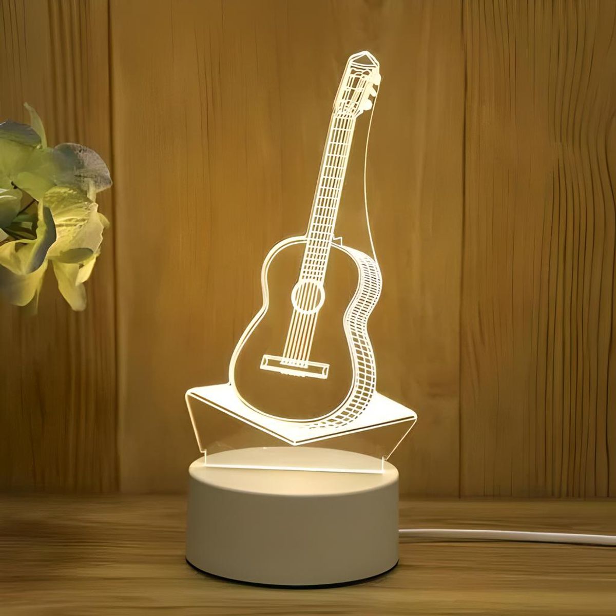 GENERICO - LÁMPARA 3D LUCES DE ILUSIÓN 3D LUZ CÁLIDA DISEÑO GUITARRA