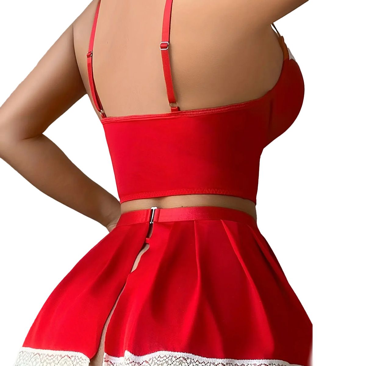 GENERICO - Disfraz de sirvienta-rojo Talla S