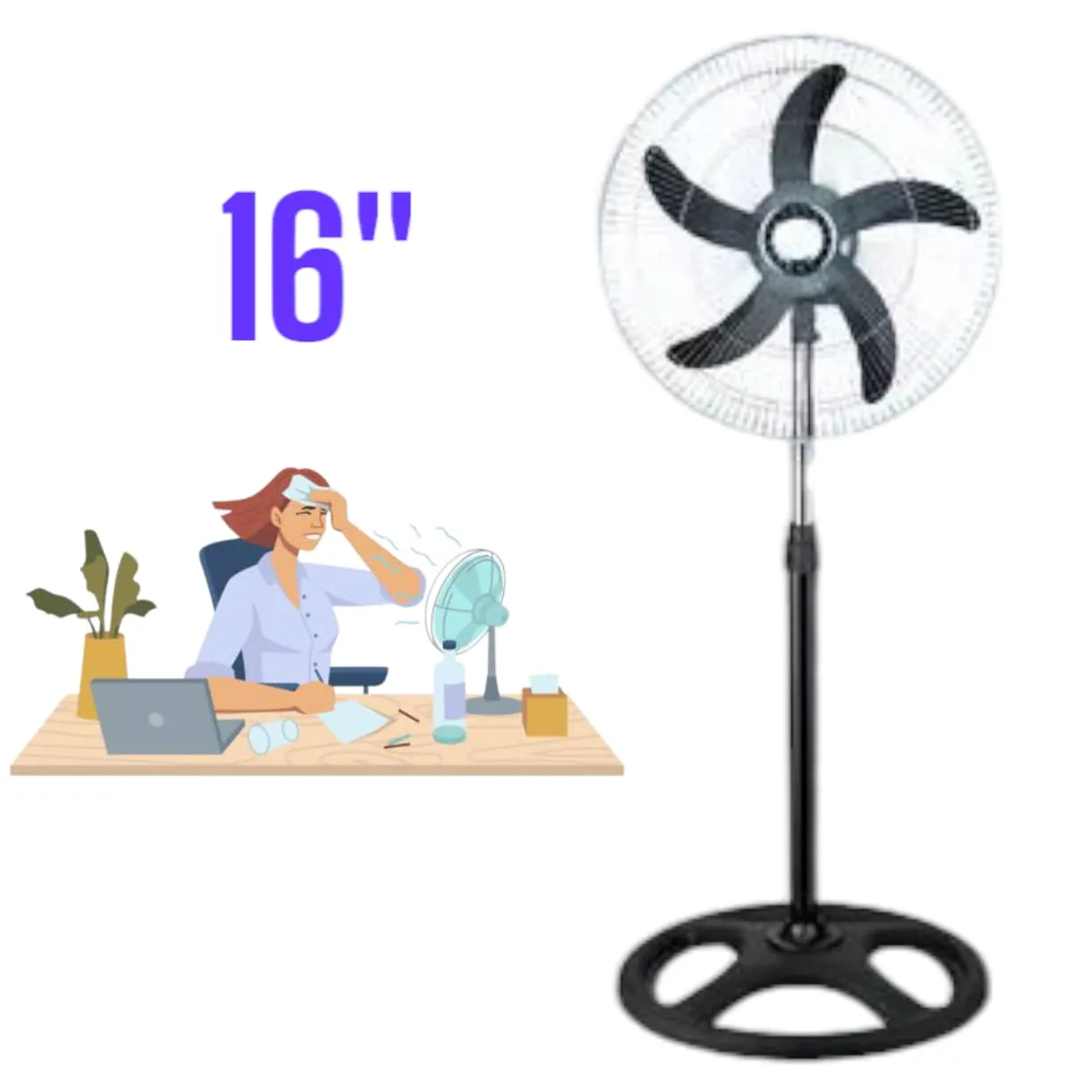 OEM - Ventilador Industrial 16Pulgadas de 5 Helices 60W