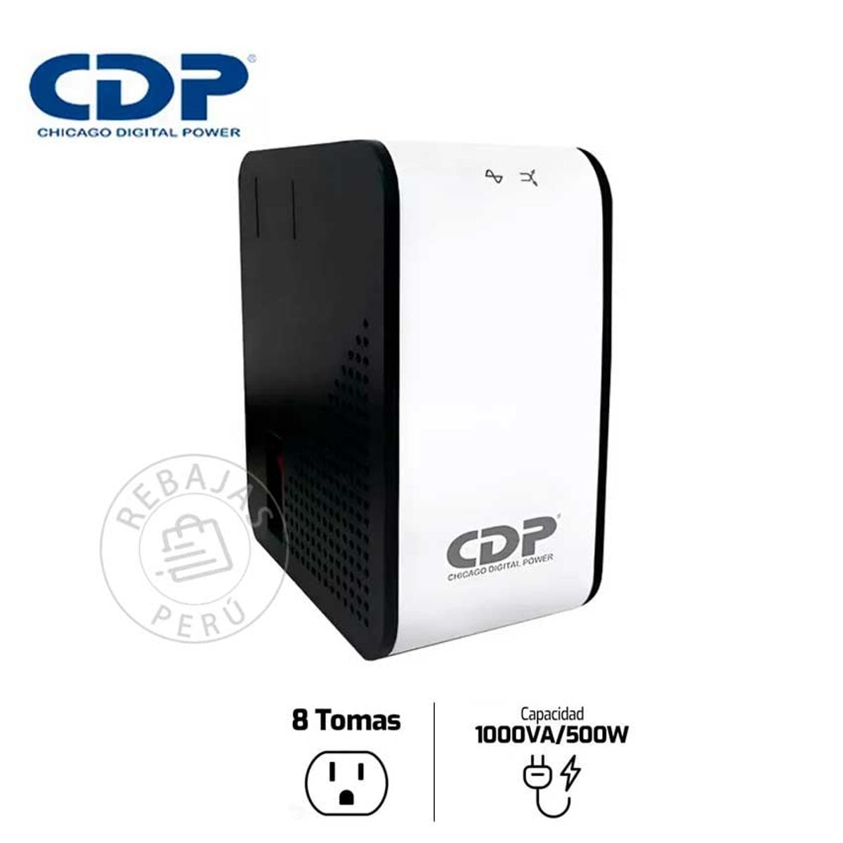 CDP - Estabilizador CDP R2C-AVR1008I 1000VA/500W con 8 Salidas y Protección