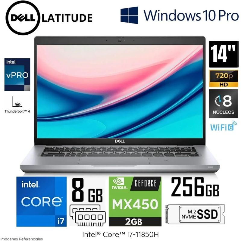 DELL - Laptop Dell Latitude 5421 Intel Corei7-11850H 8GB RAM 256GB SSD 14" HD WINDOWS 10 PRO
