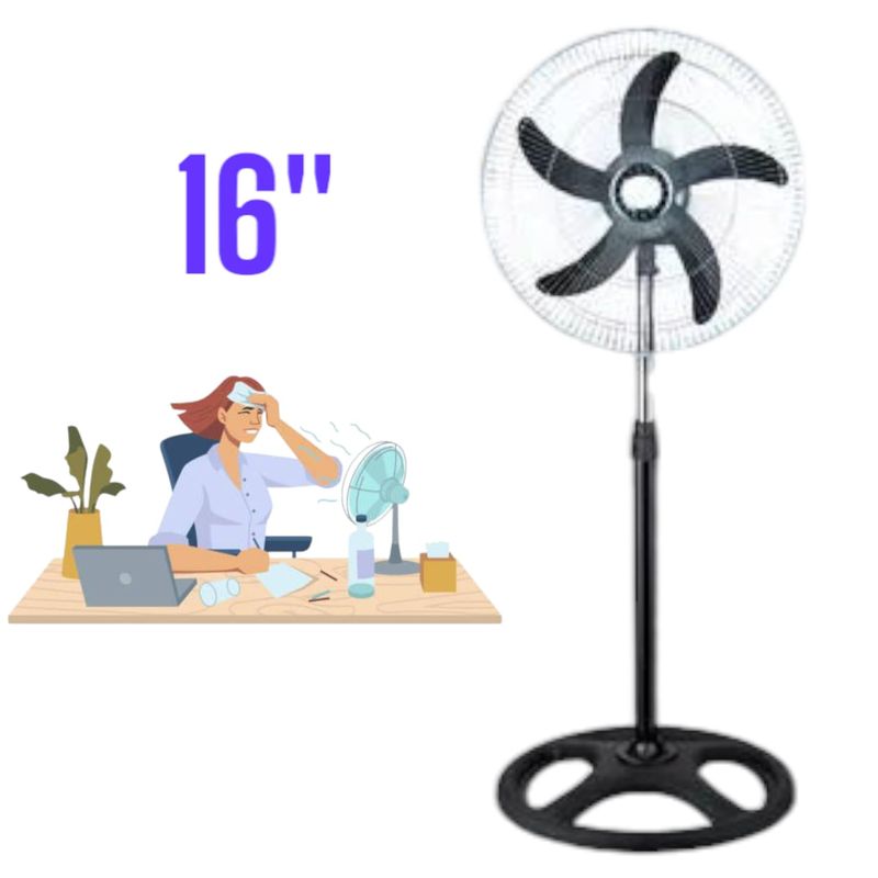 OEM - Ventilador de Pedestal 16Inch 16Pulgadas Giratorio 5Helices Verano