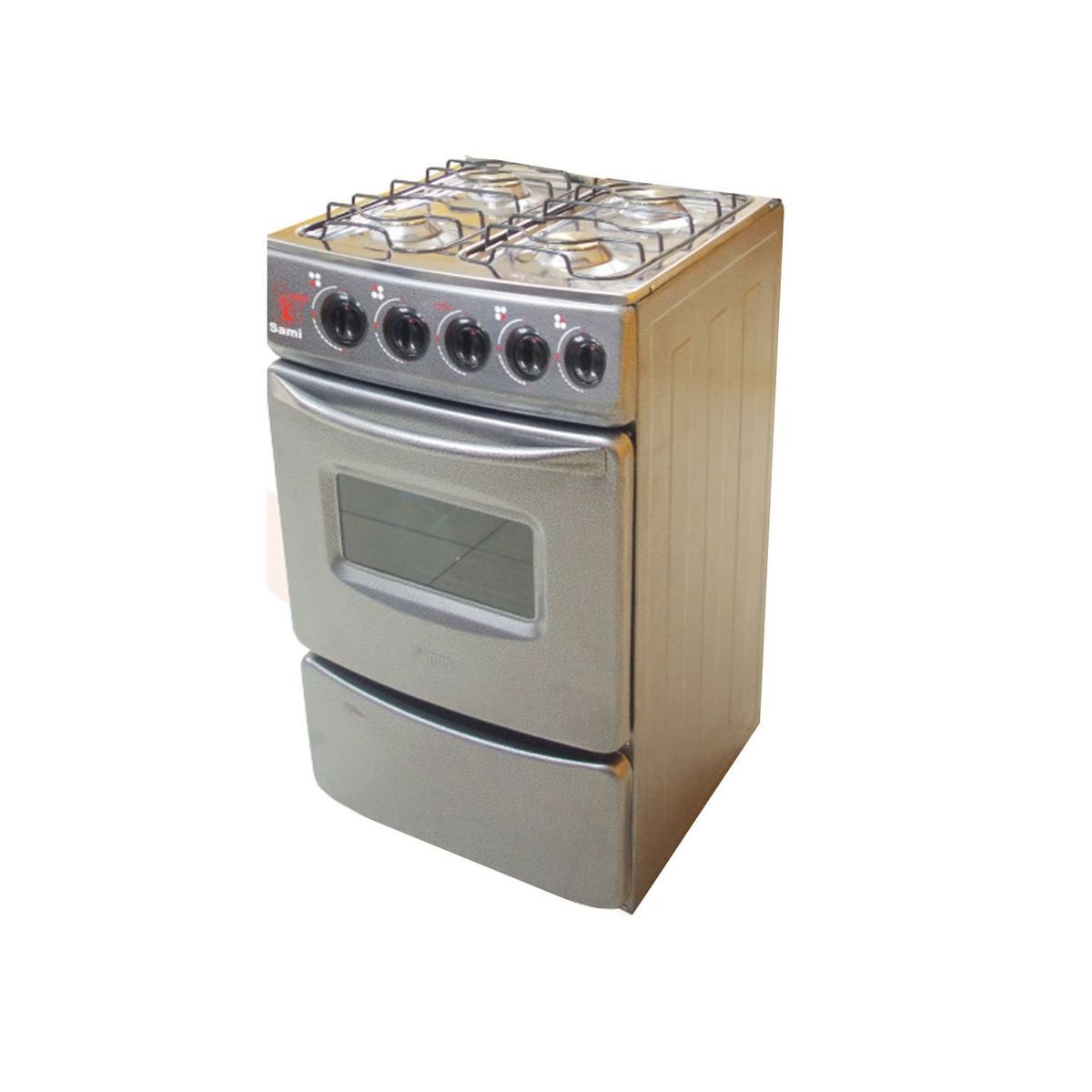 FADIC - Cocina con tapa de vidrio Fadic y Horno Sami 4h gris