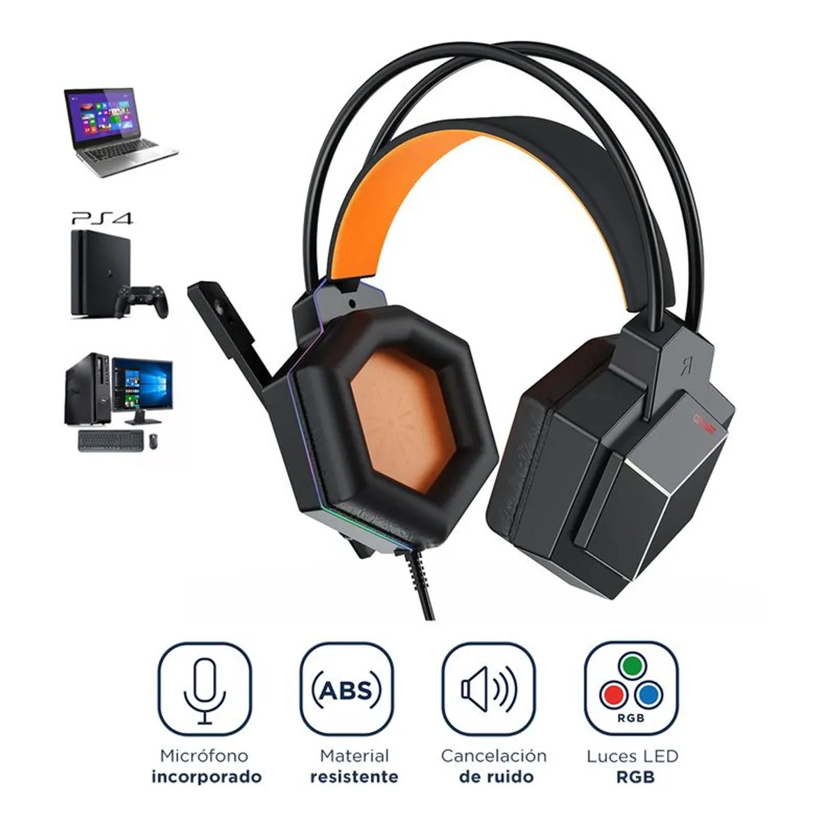 TRANYOO - Audifono RGB Gamer Tranyoo T-H4 RGB Con Microfono Para PC PS4 XBOX