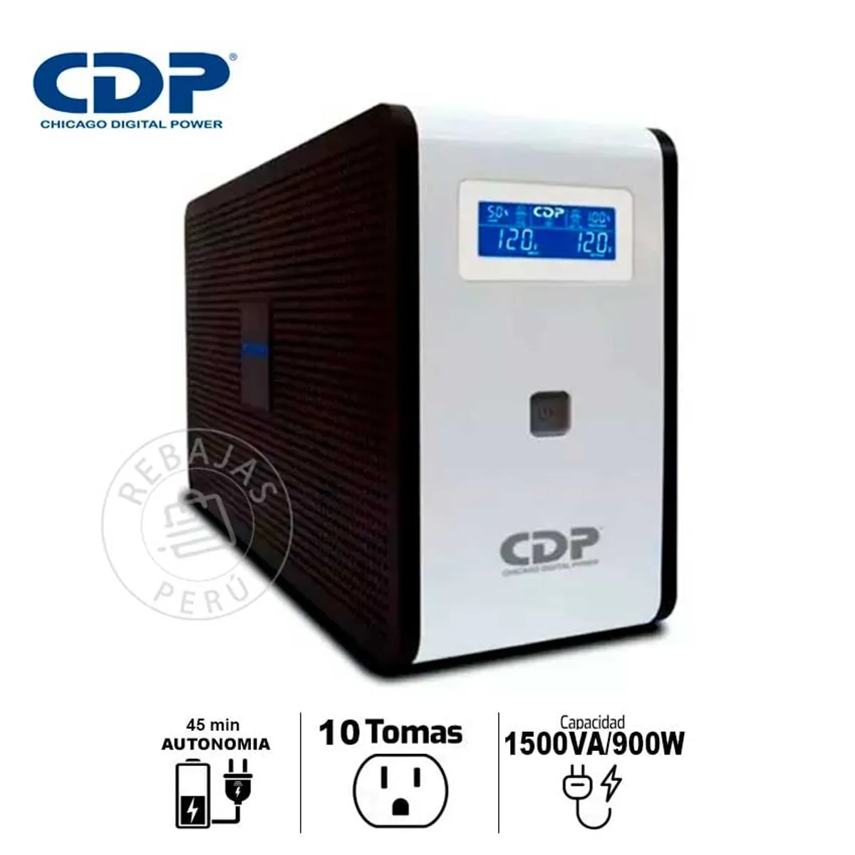 CDP - UPS CDP R-SMART 1510I 1500VA/900W con 10 Salidas y Pantalla LCD