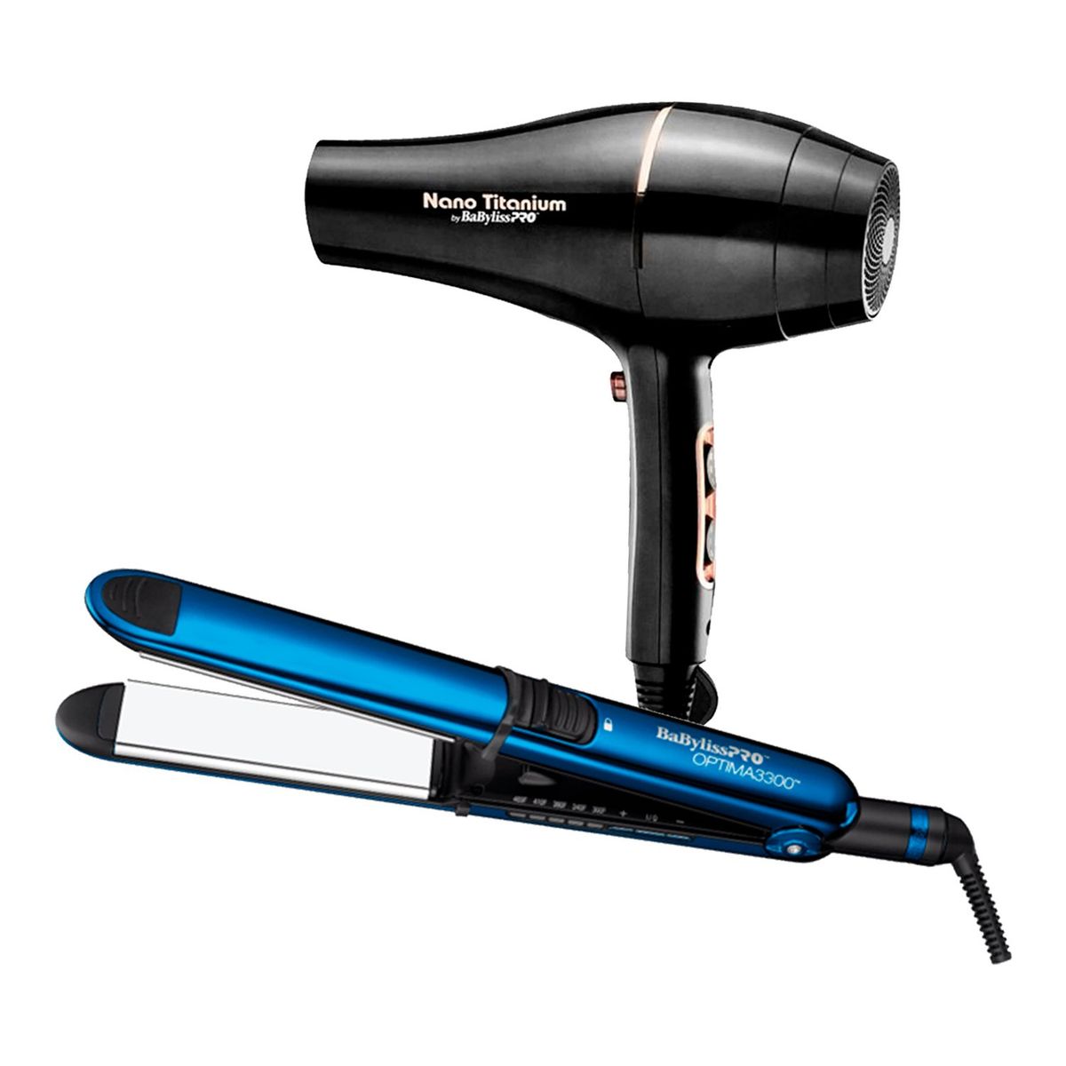 BABYLISS PRO - Combo BabylissPRO Alisadora Optima 3300 y Secadora Rose Gold Black