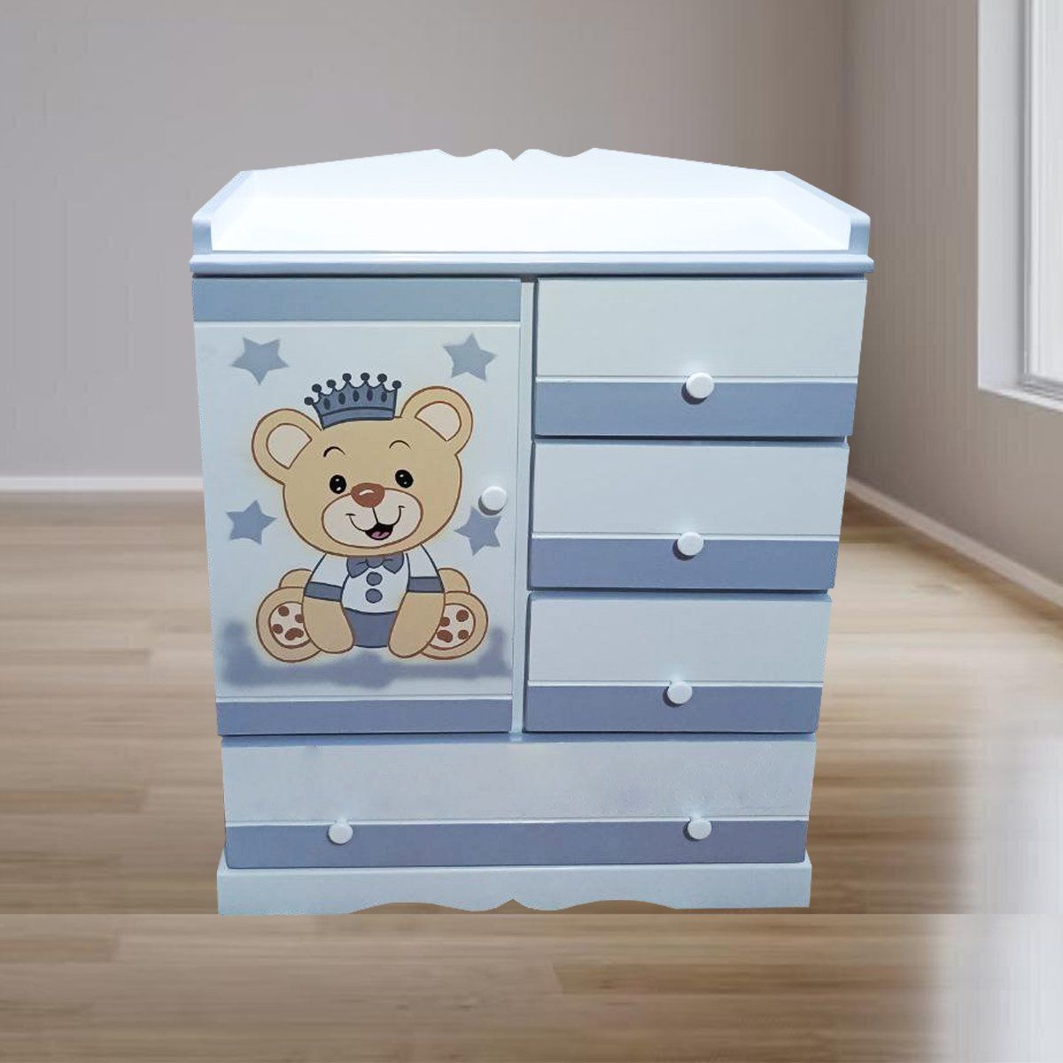 GENERICO - cómoda plomo para bebe niño osito 080m