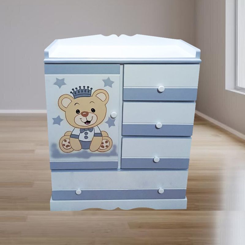 GENERICO - cómoda plomo para bebe niño osito 080m
