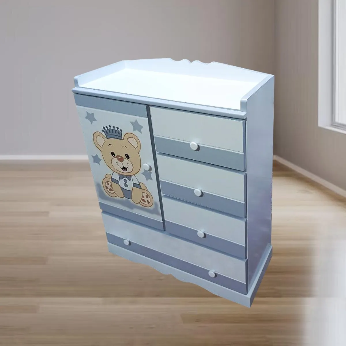 GENERICO - cómoda plomo para bebe niño osito 080m