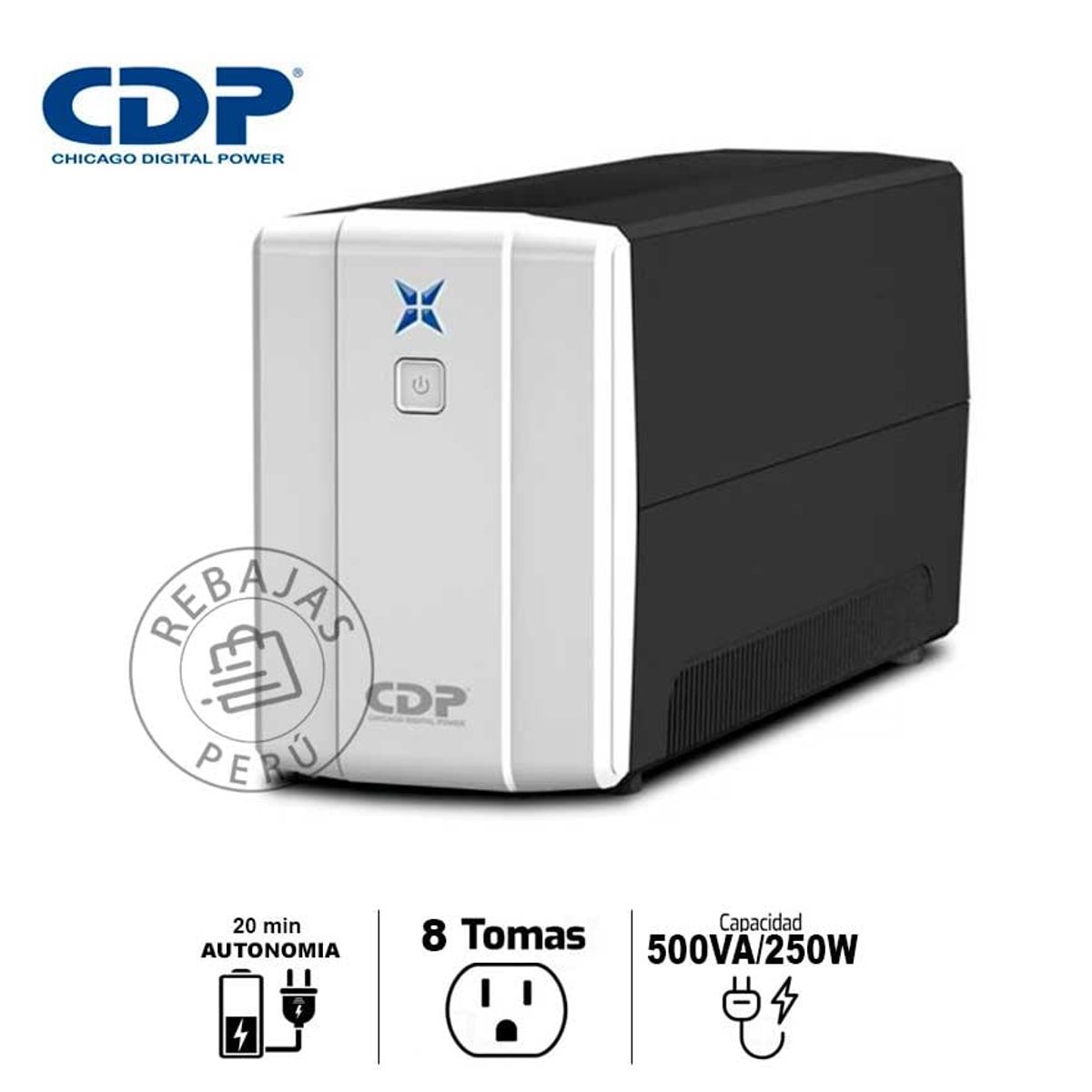 CDP - UPS CDP R-UPR508I 500VA/250W con 8 Salidas y 5 Puertos USB Tipo C