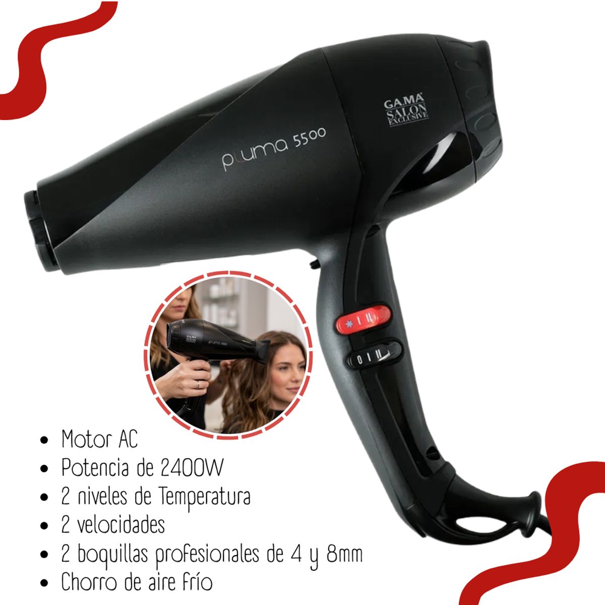 Secadora Gama Profesional 5500 Pluma Oxy-Active, marca GAMA - Foto 2