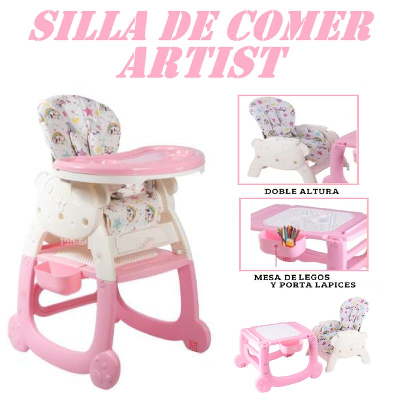 EBABY - Silla Carpeta Multifuncional 3 en 1 Ebaby Artist - Rosa