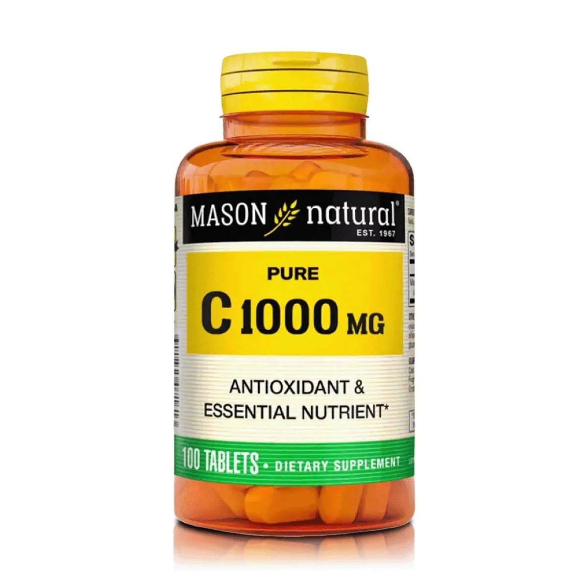 MASON NATURAL - Vitamina C Pura - Refuerzo Inmunológico 1000 Mg (100 Tabletas) - Mason Natural