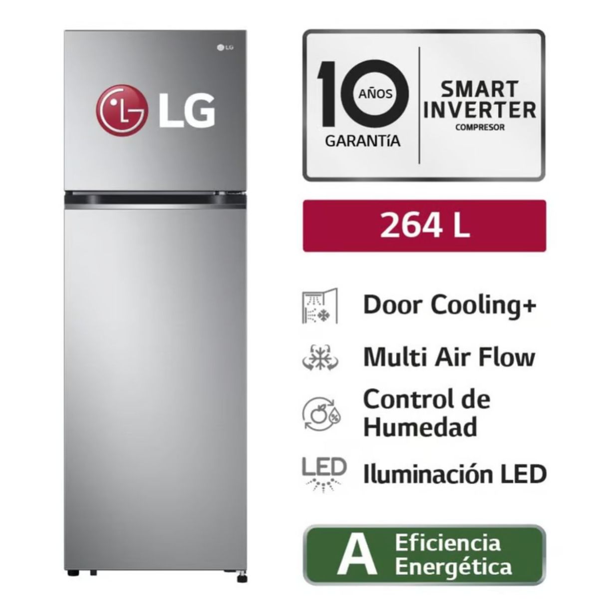 LG - Refrigeradora LG 264 Lts. Top Freezer con Door Cooling GT26BPP