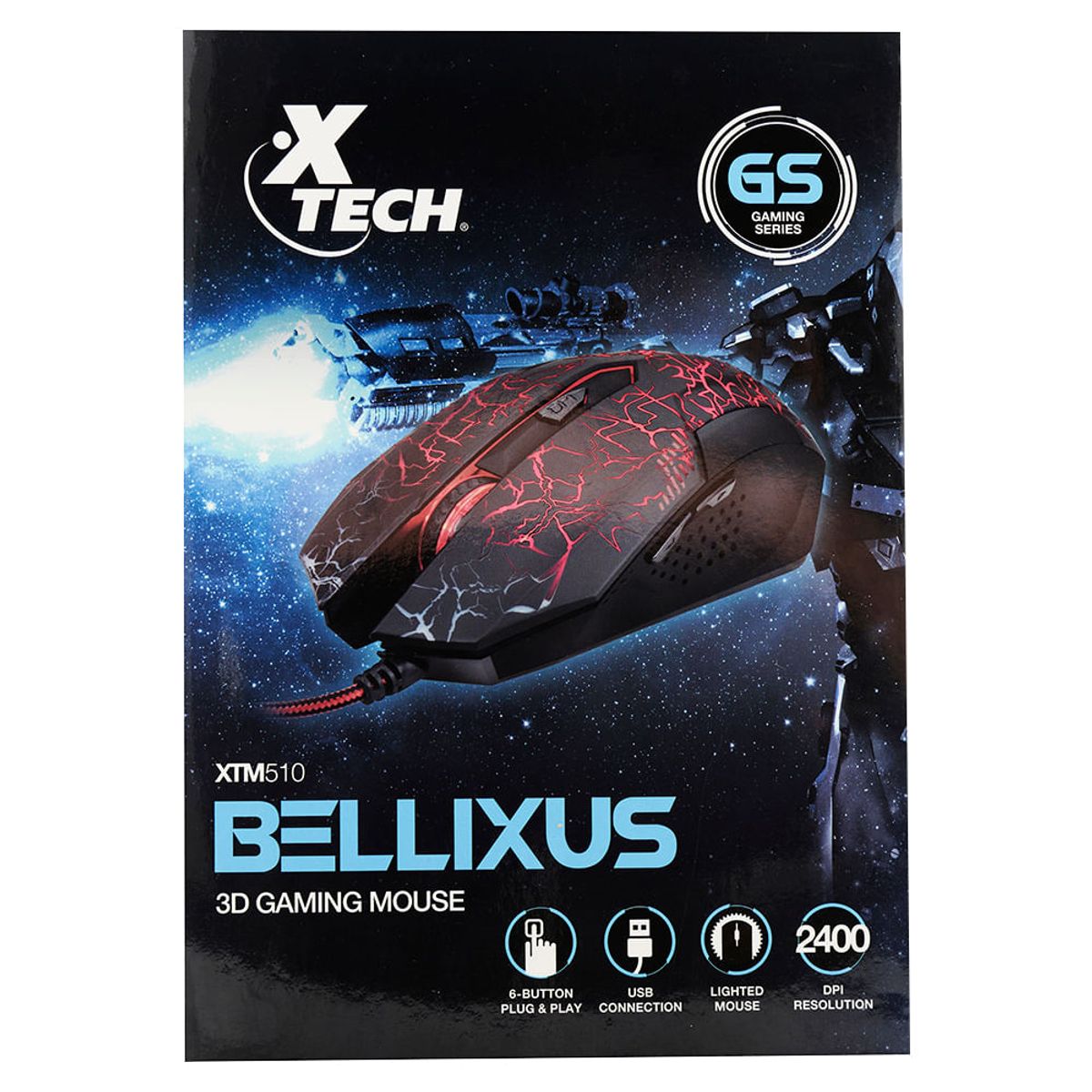 XTECH - MOUSE GAMER 3D USB 6 BOTONES XTECH BELLIXUS XTM 510