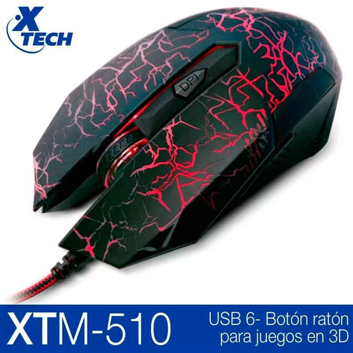 XTECH - MOUSE GAMER 3D USB 6 BOTONES XTECH BELLIXUS XTM 510