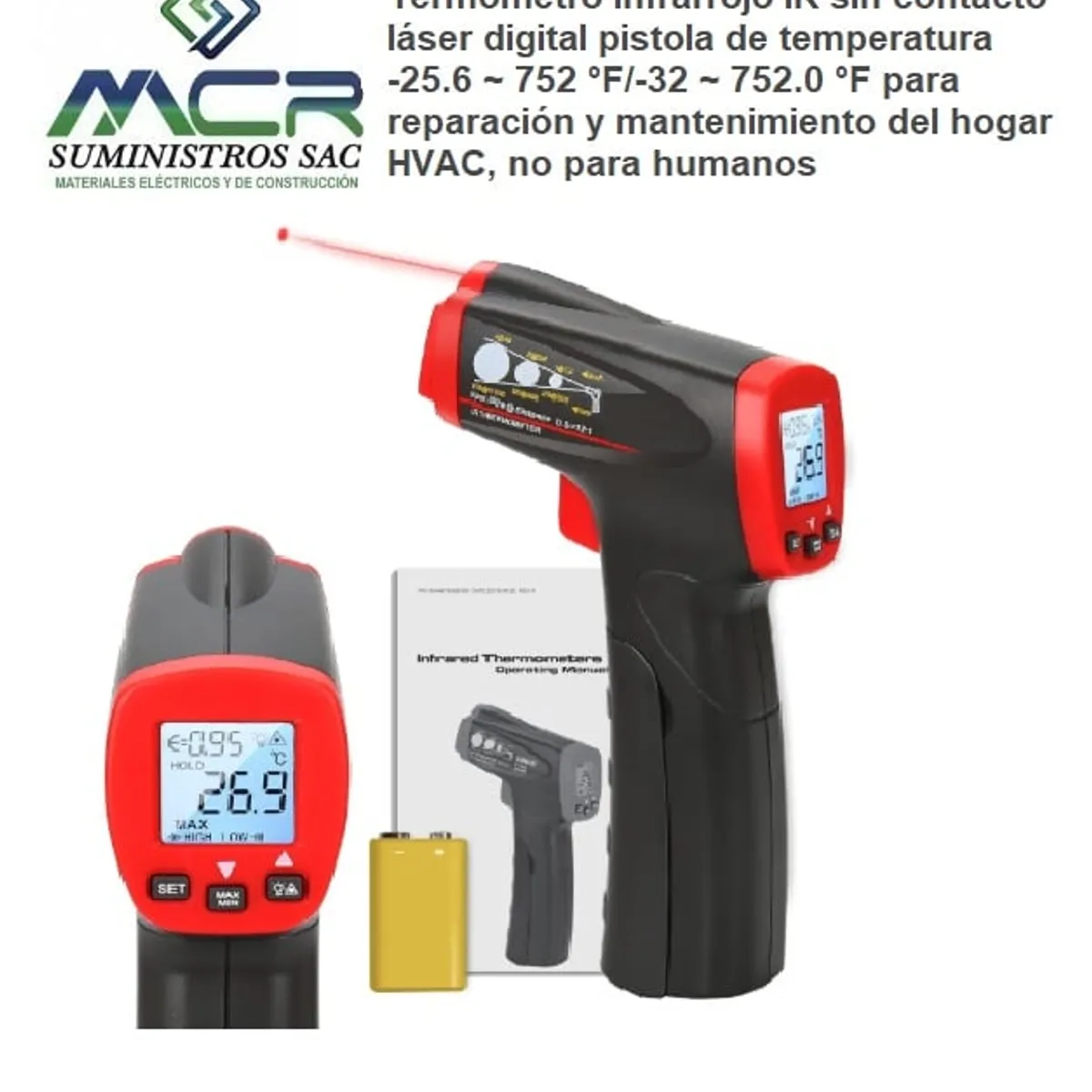 GENERICO - Pirometro Termómetro Industrial De Temperatura Infrarrojo HASTA 400°C