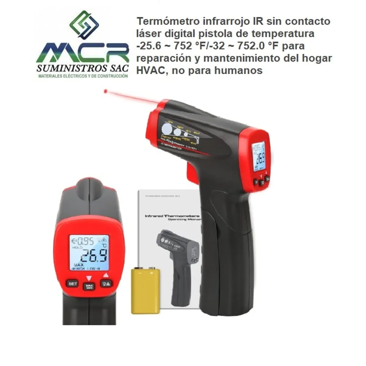 GENERICO - Pirometro Termómetro Industrial De Temperatura Infrarrojo HASTA 400°C