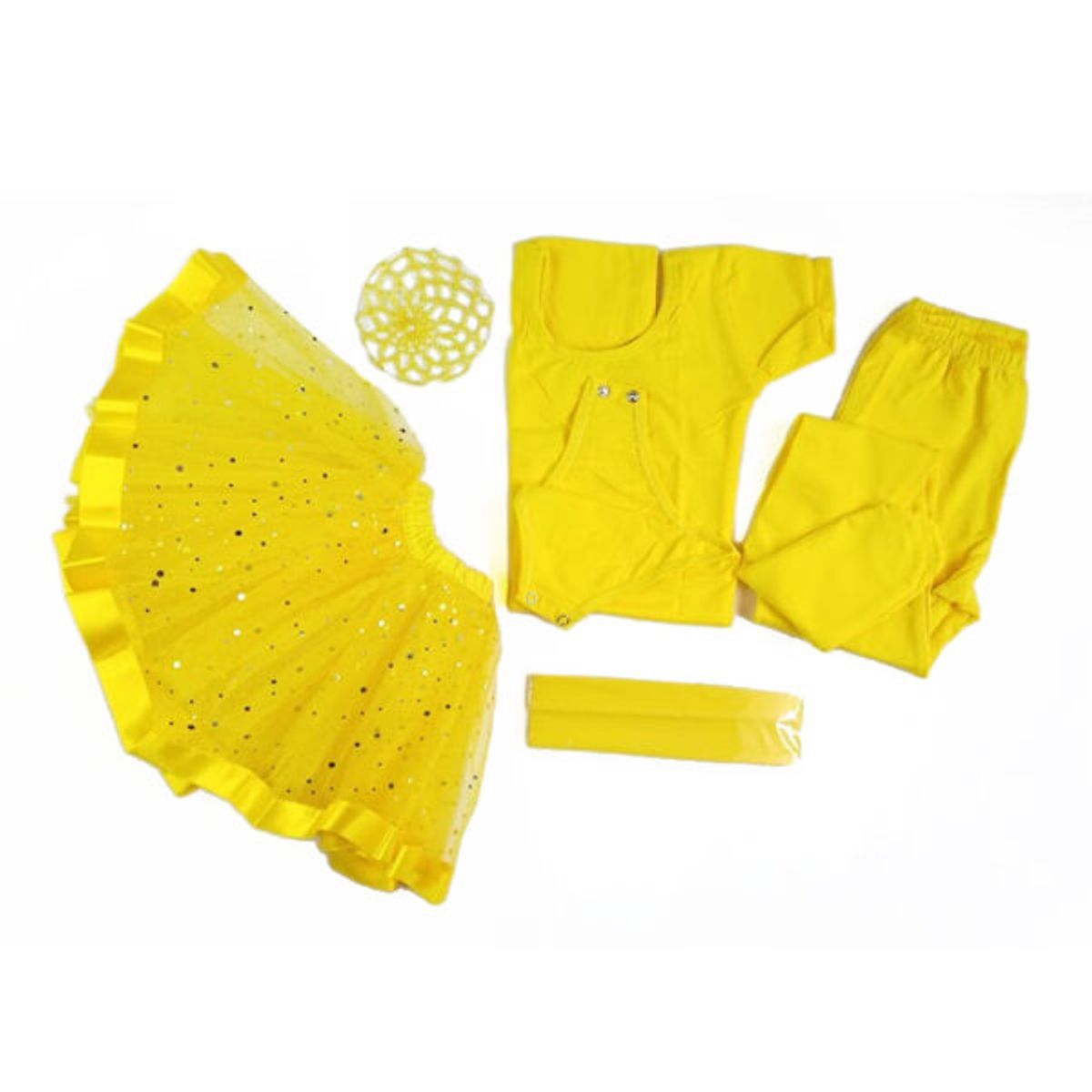 GENERICO - CONJUNTOS  TRAJE  DE BALLET CON TUTU DE DOS CAPAS CON BRILLO -  AMARILLO