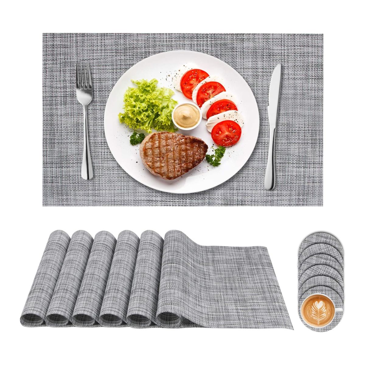 INSPIRA - Colección de 6 Elegantes Individuales de Mesa con Posavasos