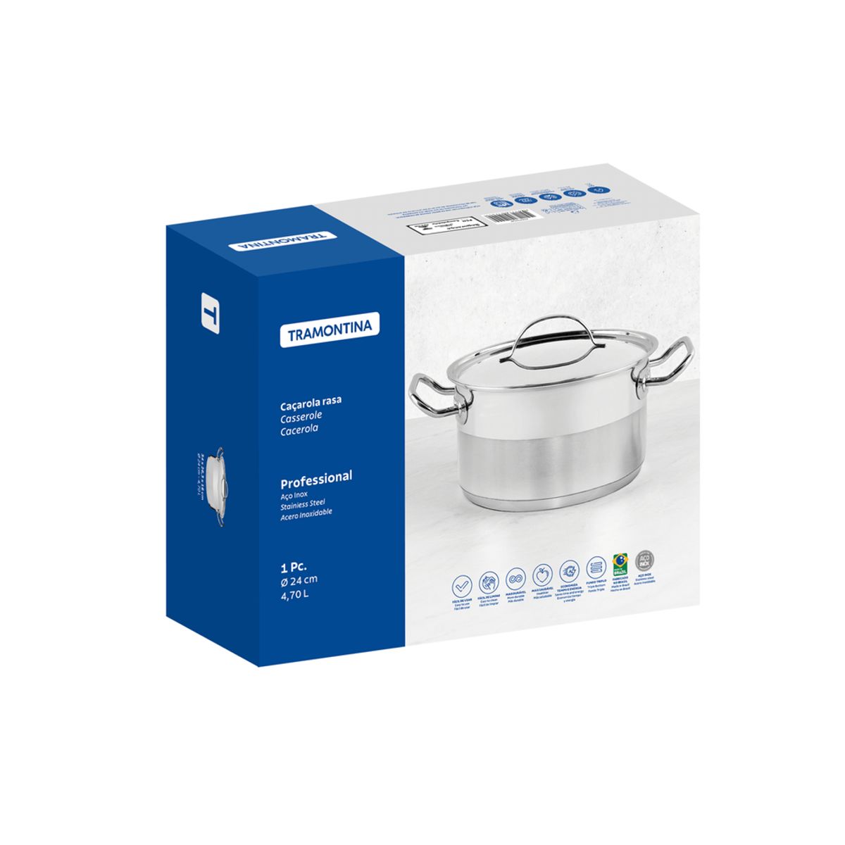 TRAMONTINA - Cacerola N° 24 Profesional - Tramontina Acero Inox