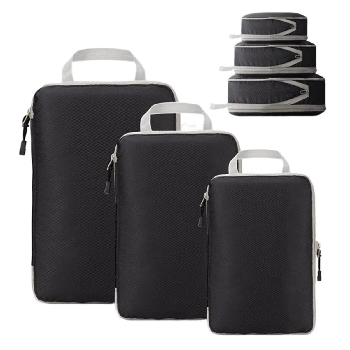 AURELA - CompresibleCubes - Pack de 3 Organizadores Compresibles con Malla