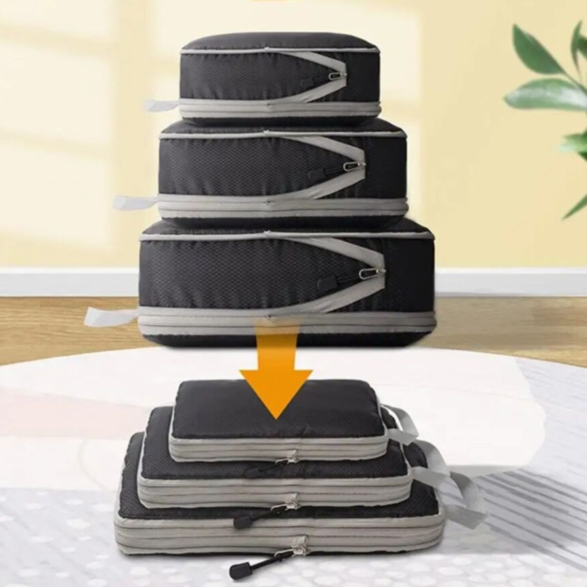 AURELA - CompresibleCubes - Pack de 3 Organizadores Compresibles con Malla