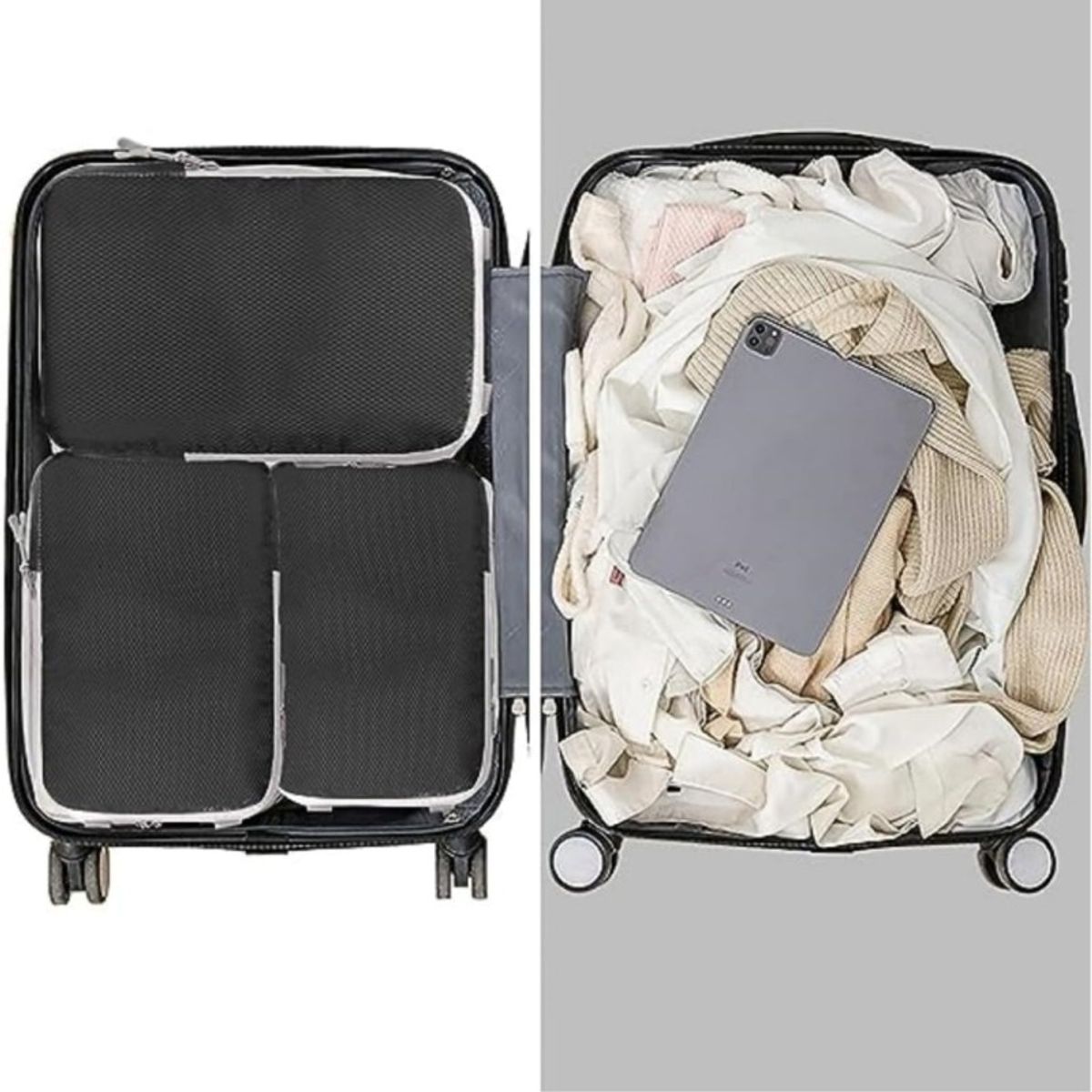 AURELA - CompresibleCubes - Pack de 3 Organizadores Compresibles con Malla