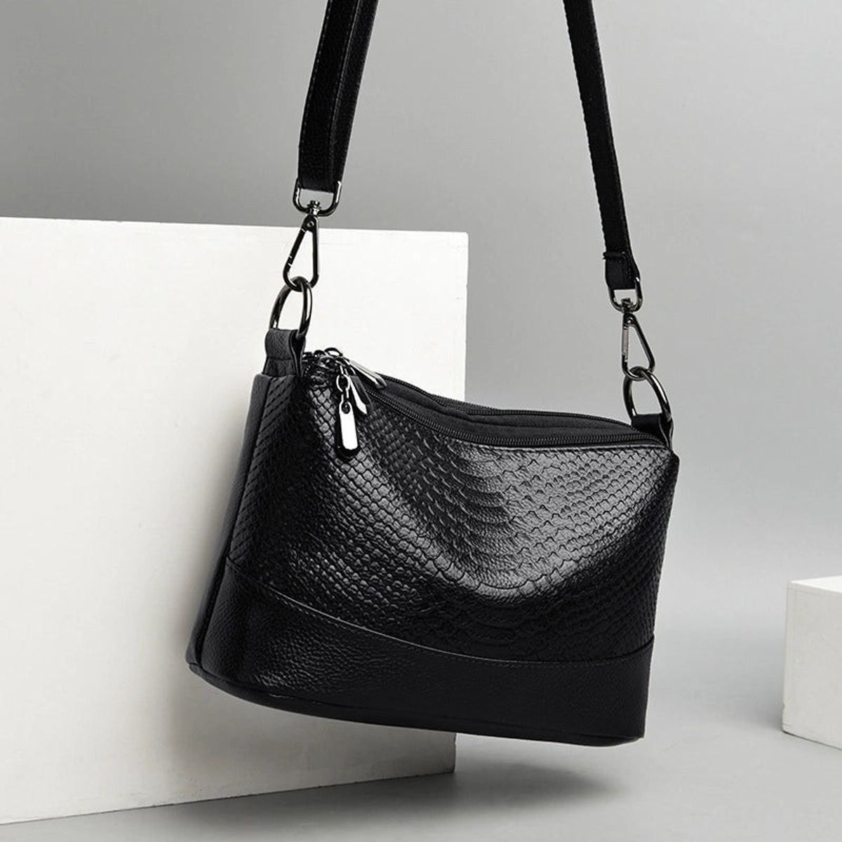 AURELA - Bolso de Hombro de Cuero Chloe™ con Patrón de Cocodrilo para Mujeres con Estilo