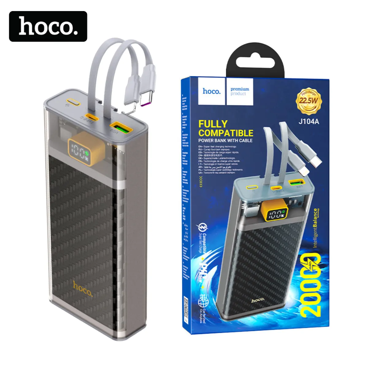 HOCO - Power Bank Hoco 20000 mAh Carga Rápida 20W  225W HOCO J104A