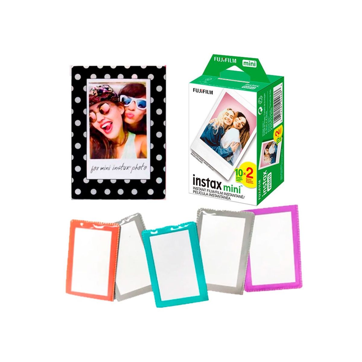 FUJIFILM - Pack de Pelicula Fujifilm instax mini x20+Marco iman+5 portafoto