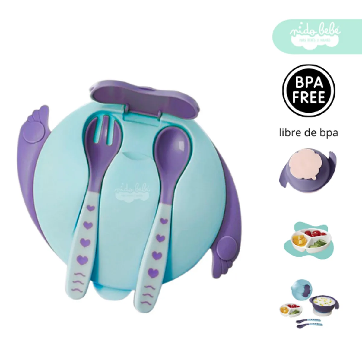 GENERICO - Set De alimentación plato Con Tapa Portable de bebé