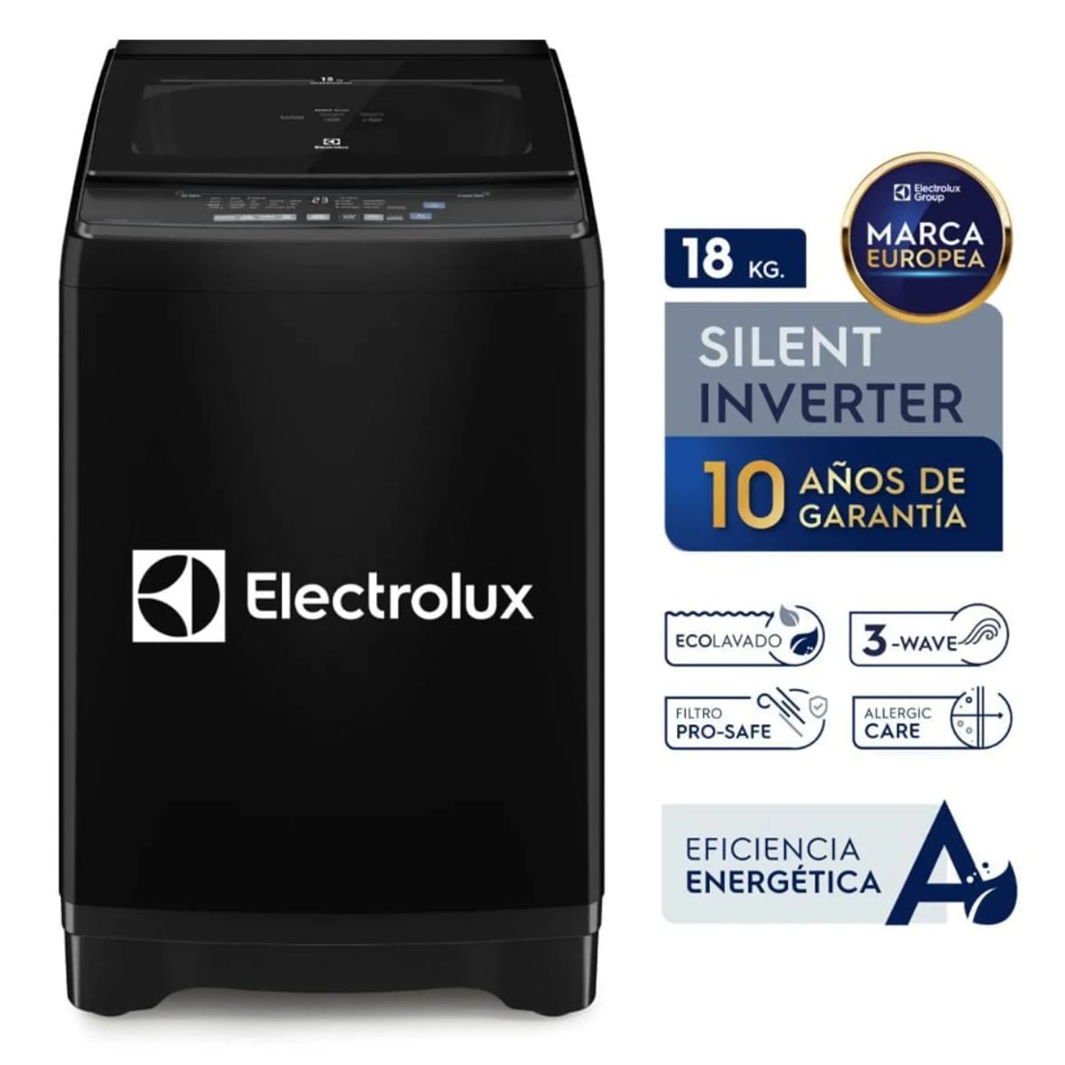 ELECTROLUX - Lavadora Electrolux Carga Superior 18kg Inverter Negro EWIP18F2XSWB