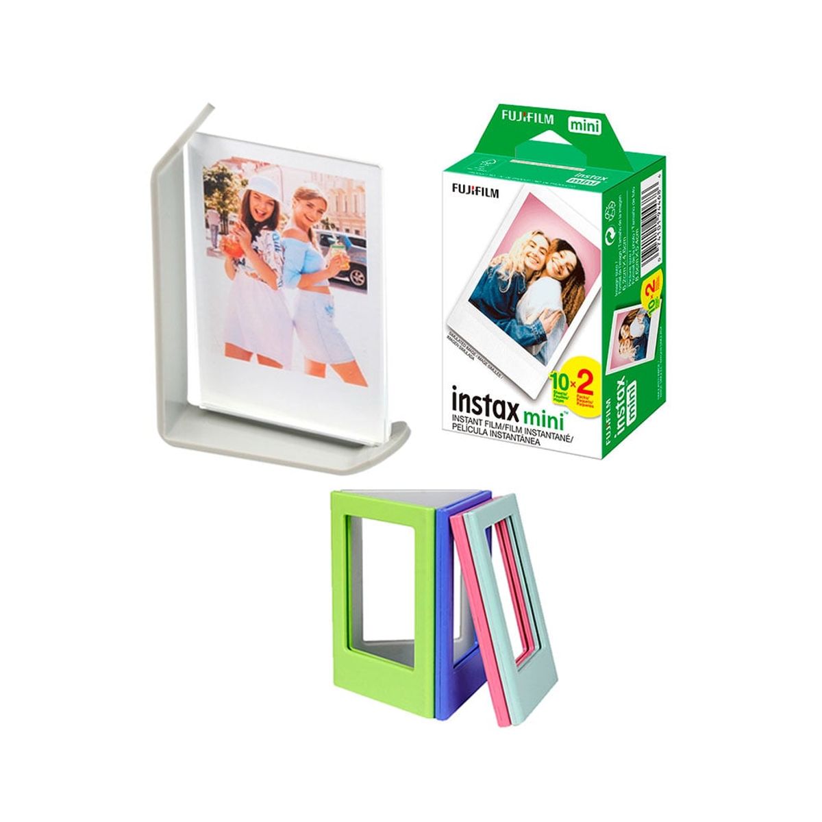 FUJIFILM - Pack de Pelicula Fujifilm instax mini x20+1 Portafoto+4 Marcos Iman