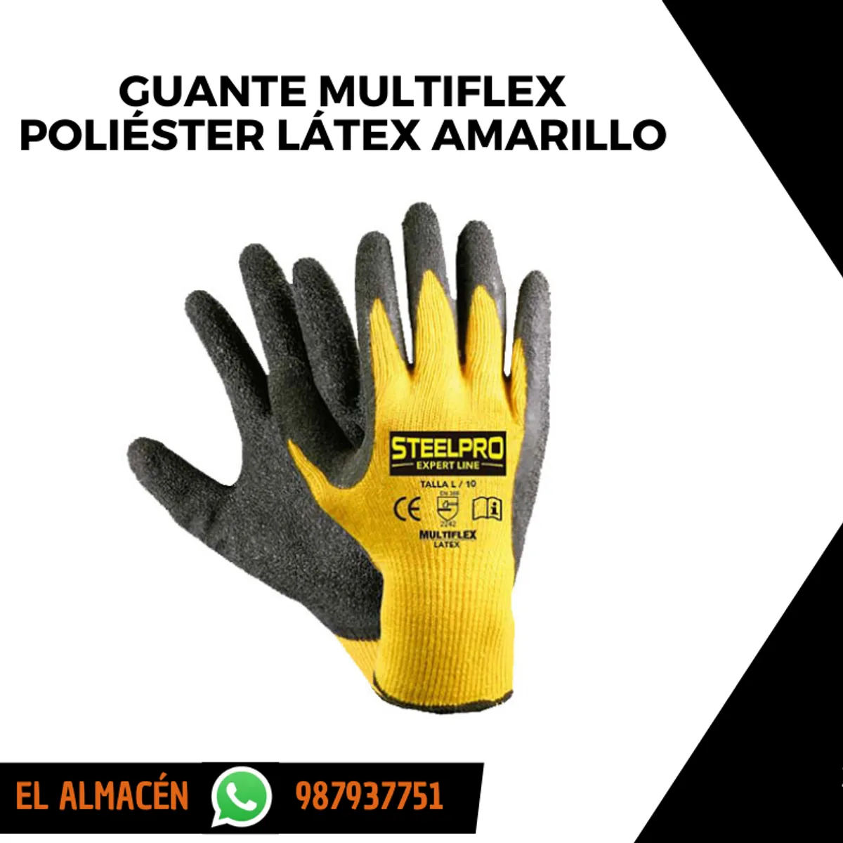 STEELPRO - GUANTE MULTIFLEX LÁTEX AMARILLO - TALLA L - PACK X 6 PARES