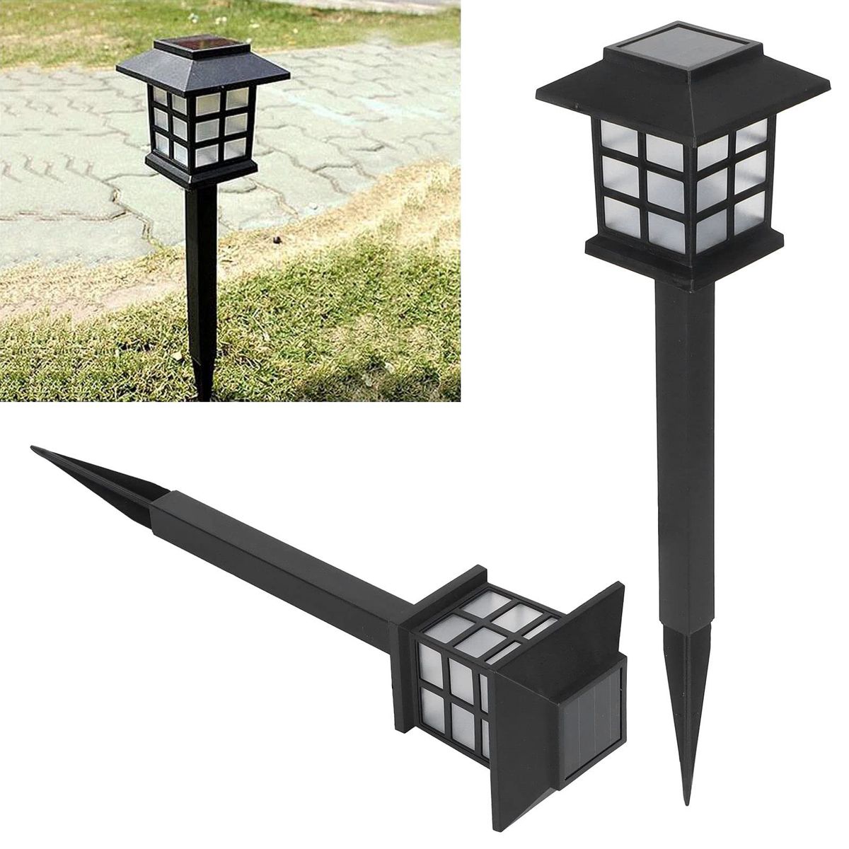 OEM - Pack 2 Faroles Solares LED para Exteriores Jardin Estaca